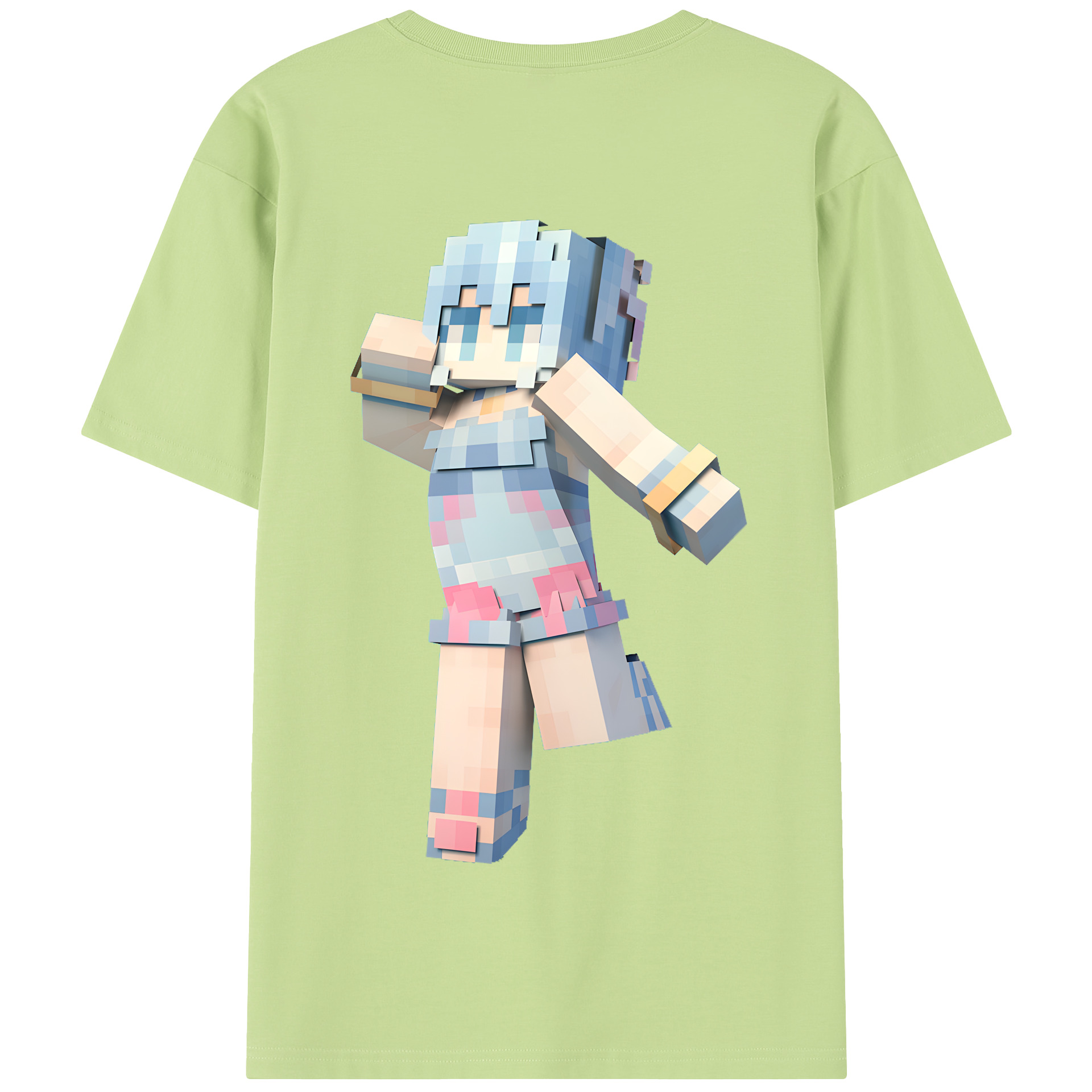 （画像用） マインクラフト ブロックの世界 Minecraft MC Block world 綿100％半袖Tシャツ（背面プリント）
